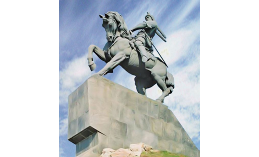 Салауат Юлаевҡа Һәйкәл. 1967. Скульпторы С.Д.Тавасиев, арх. И.Г.Гайнутдинов (Өфө, Салауат Юлаев исемендаге майҙан).