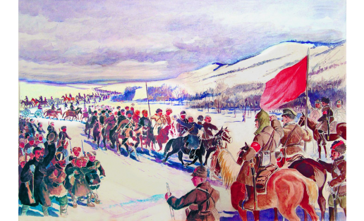 Переход Башкирских войск на сторону Красной Армии. Худ. Б.М.Пискунов. 1930