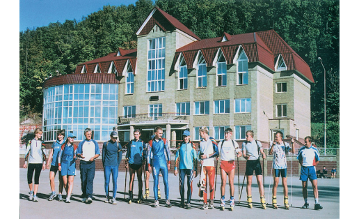 Спортивно-оздоровительный комплекс “Биатлон”. Спортсмены сборной РБ по биатлону перед тренировкой